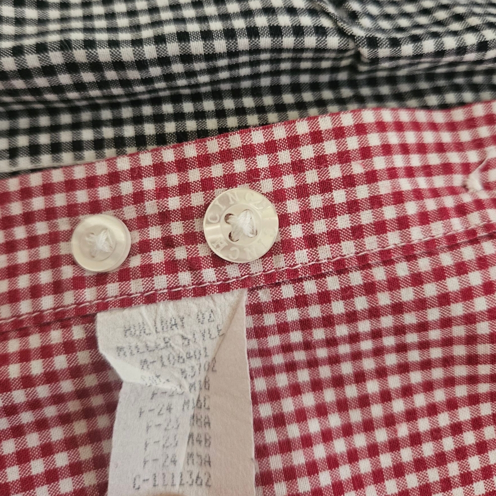 Vtg Cinch Patchwork Gingham Button Down Shirt Men… - image 7